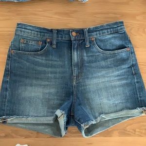 Madewell stretch high rise denim shorts